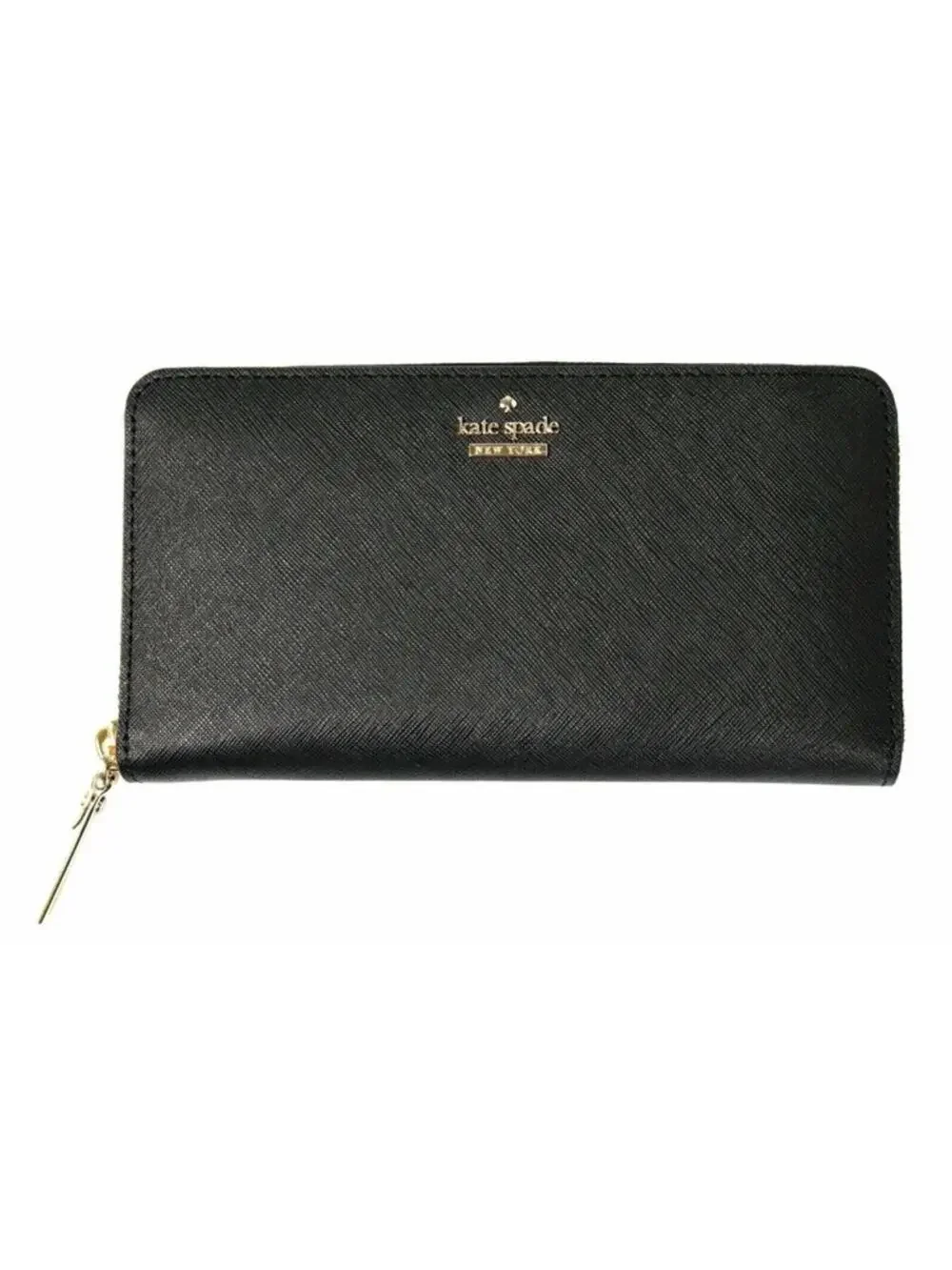 Kate Spade Cameron Street Lacey Black Wallet Saffiano Leather Zip Continental